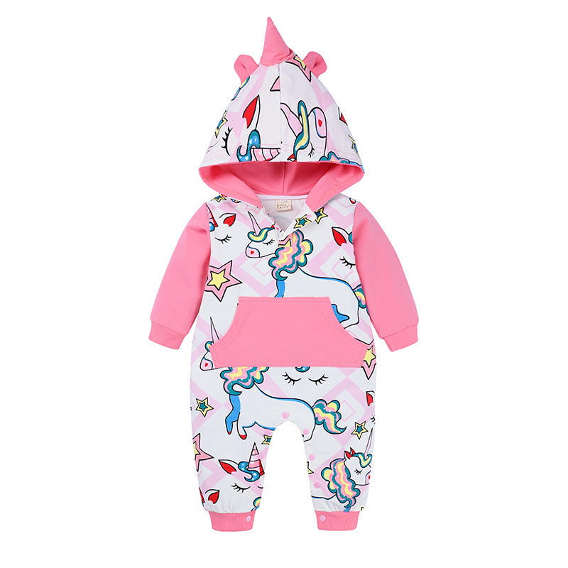 Baby Bodysuit – Cute Dinosaur Print Infant Outfit Pink