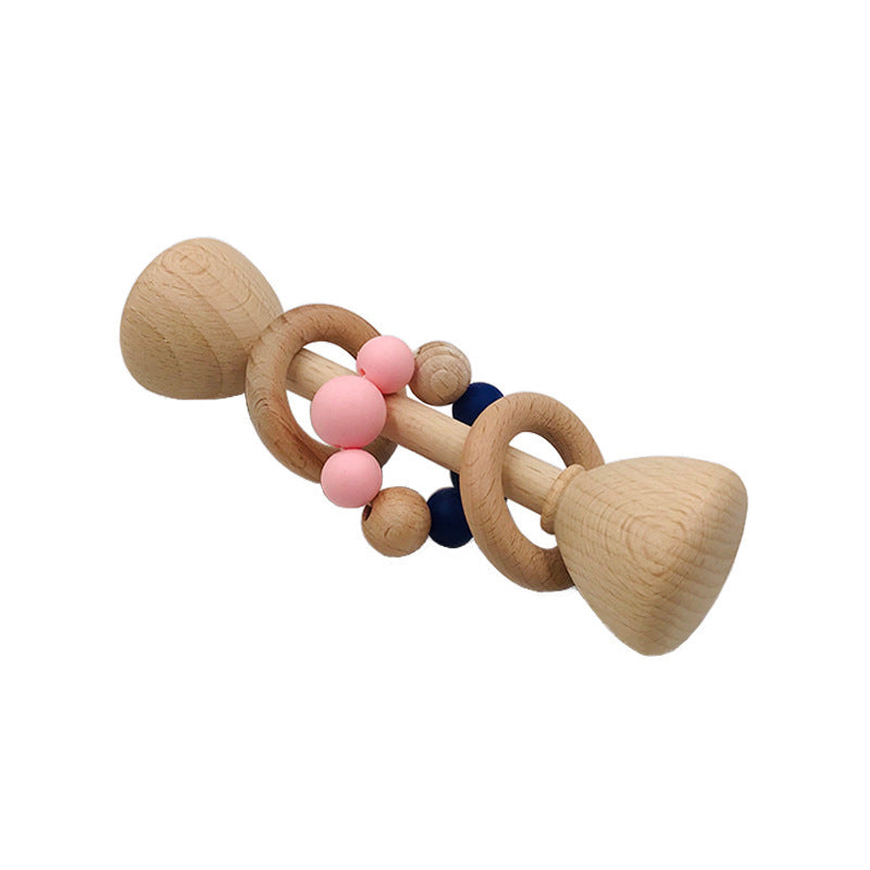 Wooden Baby Teething Toy – Beech Wood Rattles for Infants 5 Style