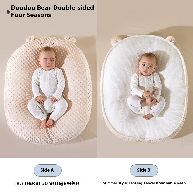 Baby Sleep Ramp – Anti-Spill Feeding Slope Nursing Pillow Little Bear Rice Beanie