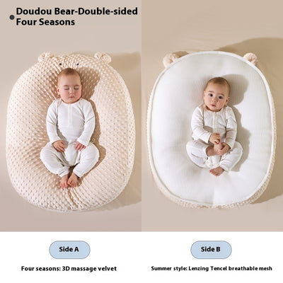 Baby Sleep Ramp – Anti-Spill Feeding Slope Nursing Pillow Little Bear Rice Beanie