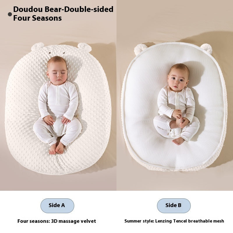 Baby Sleep Ramp – Anti-Spill Feeding Slope Nursing Pillow Bear White Peas