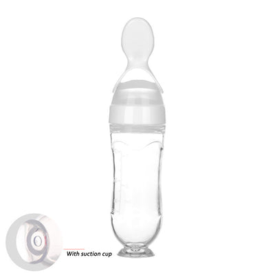 Squeeze Feeding Bottle – Silicone Baby Feeder with Spoon