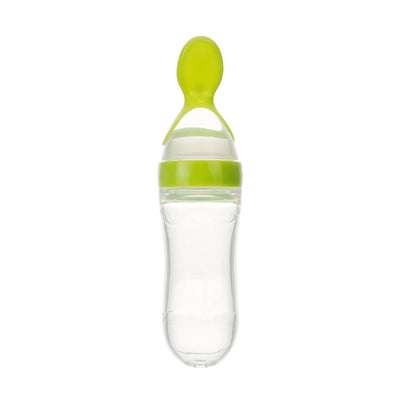 Squeeze Feeding Bottle – Silicone Baby Feeder with Spoon