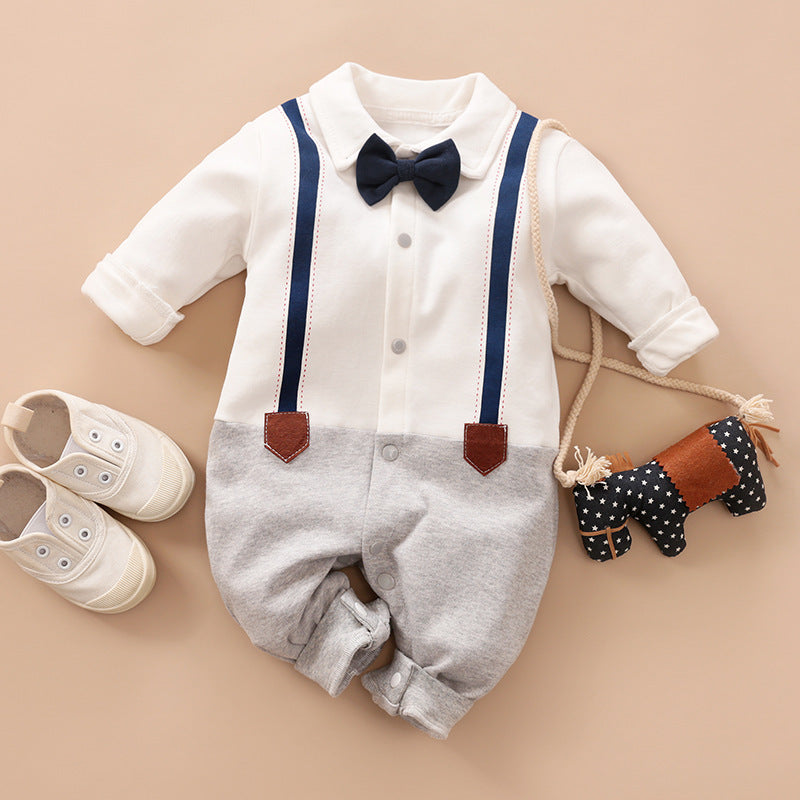 Baby Gentleman Romper – Formal One-Piece Outfit Grey