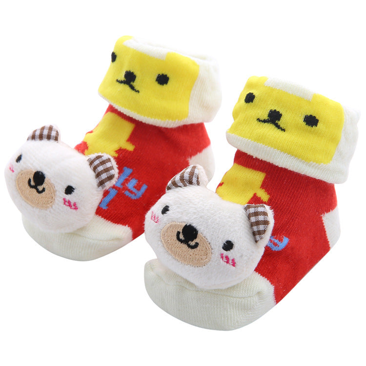 Non-Slip Baby Socks – Cotton Cartoon Floor Socks Yellow red One size