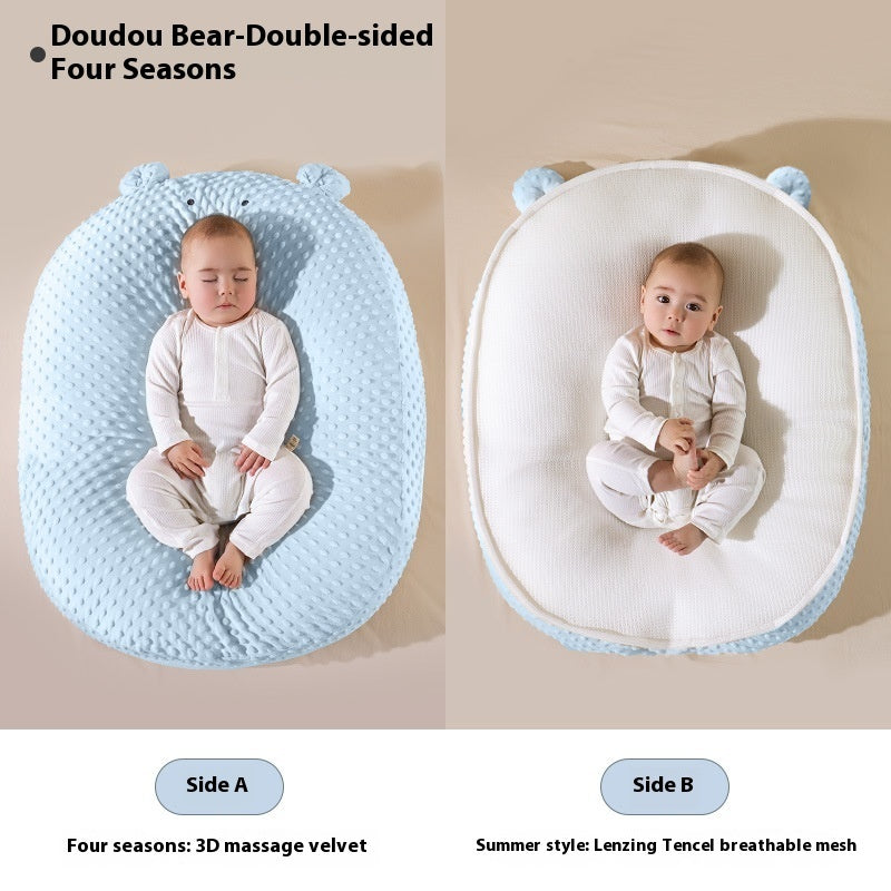 Baby Sleep Ramp – Anti-Spill Feeding Slope Nursing Pillow Bear Blue Bean