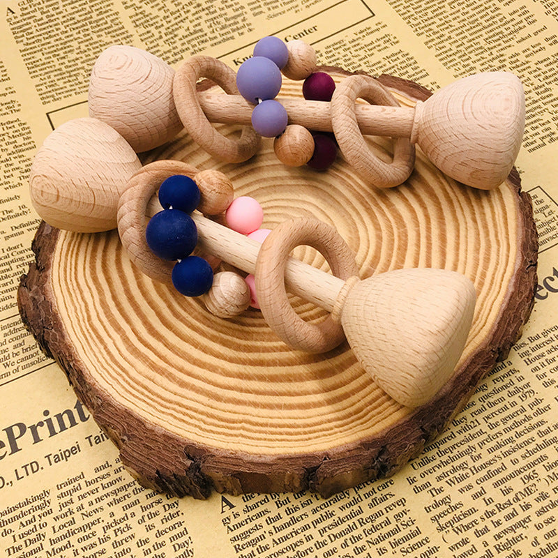 Wooden Baby Teething Toy – Beech Wood Rattles for Infants