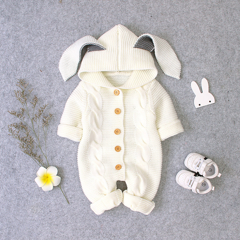 Baby Knitted Romper – Soft Warm One-Piece Outfit Beige