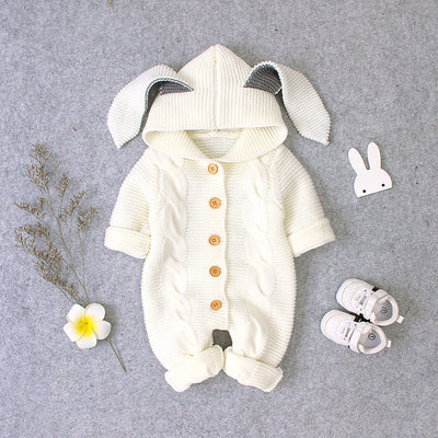 Baby Knitted Romper – Soft Warm One-Piece Outfit Beige