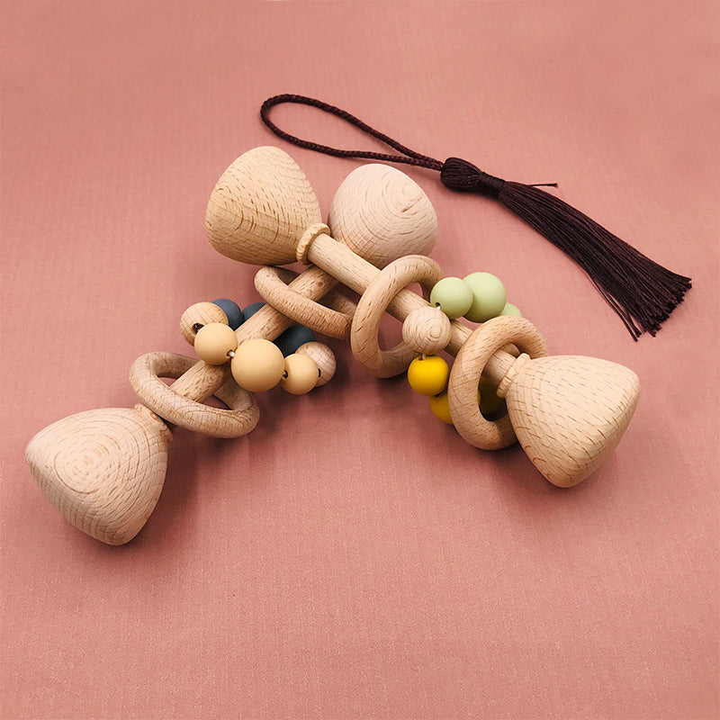 Wooden Baby Teething Toy – Beech Wood Rattles for Infants