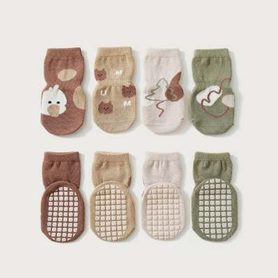 Baby Non-Slip Socks – Autumn & Winter Tube Socks 4 pcs set S Code