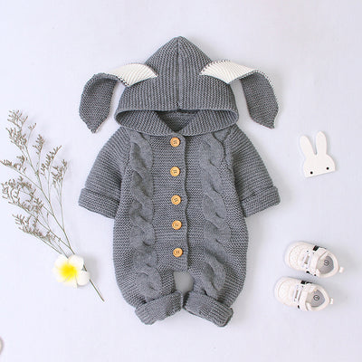 Baby Knitted Romper – Soft Warm One-Piece Outfit Grey