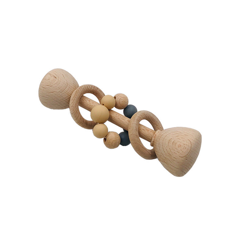 Wooden Baby Teething Toy – Beech Wood Rattles for Infants 4 Style