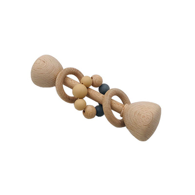 Wooden Baby Teething Toy – Beech Wood Rattles for Infants 4 Style