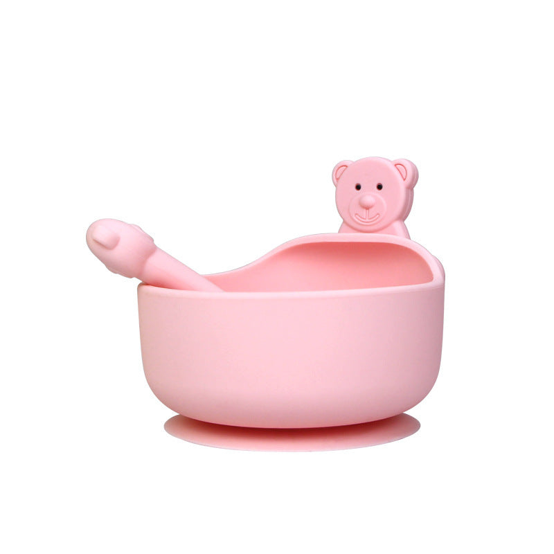 Baby Silicone Bowl – Food Grade Bowl & Spoon Set (3pcs) Pink