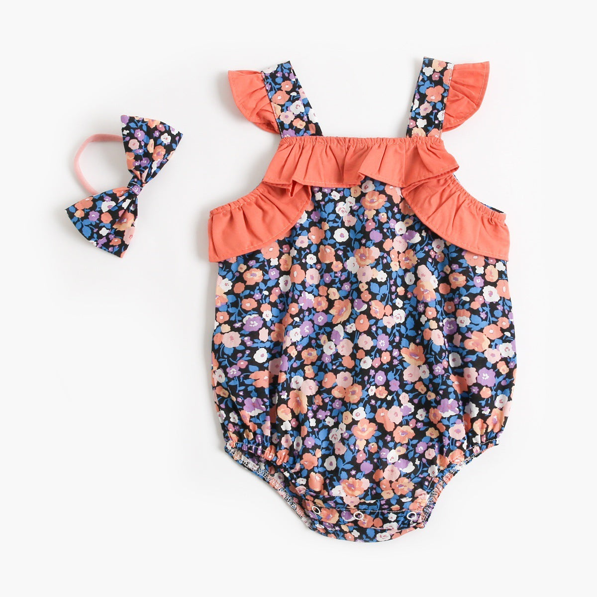 Baby Cotton Floral Bodysuit – Casual Fashion Wear Royal
