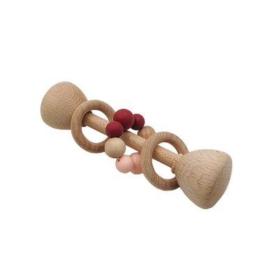 Wooden Baby Teething Toy – Beech Wood Rattles for Infants 3 Style