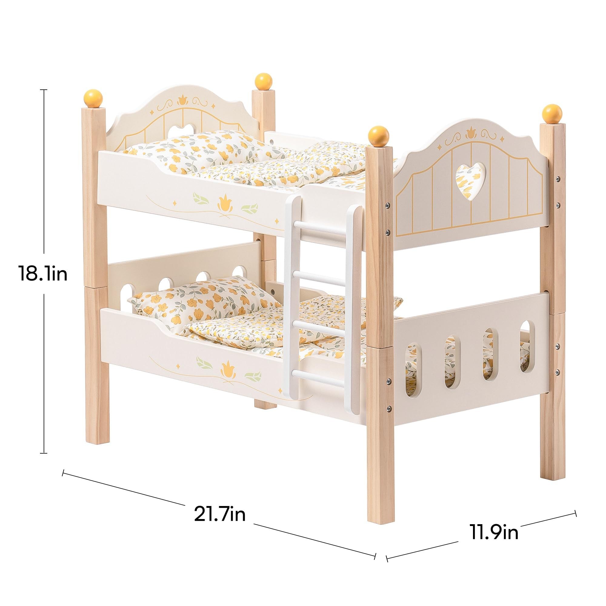 Doll Bunk Beds – Wooden Cradle for 18 Inch Dolls by ROBOTIME
