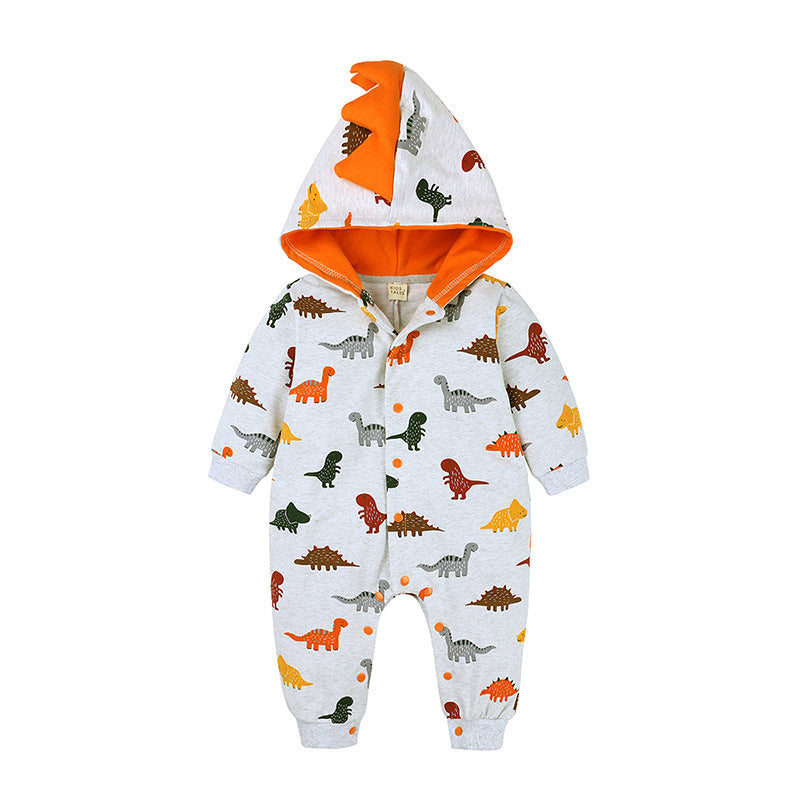Baby Bodysuit – Cute Dinosaur Print Infant Outfit Grey