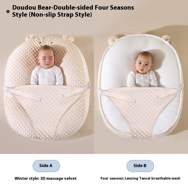 Baby Sleep Ramp – Anti-Spill Feeding Slope Nursing Pillow Bear Rice Bean Triangle Strap