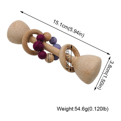 Wooden Baby Teething Toy – Beech Wood Rattles for Infants