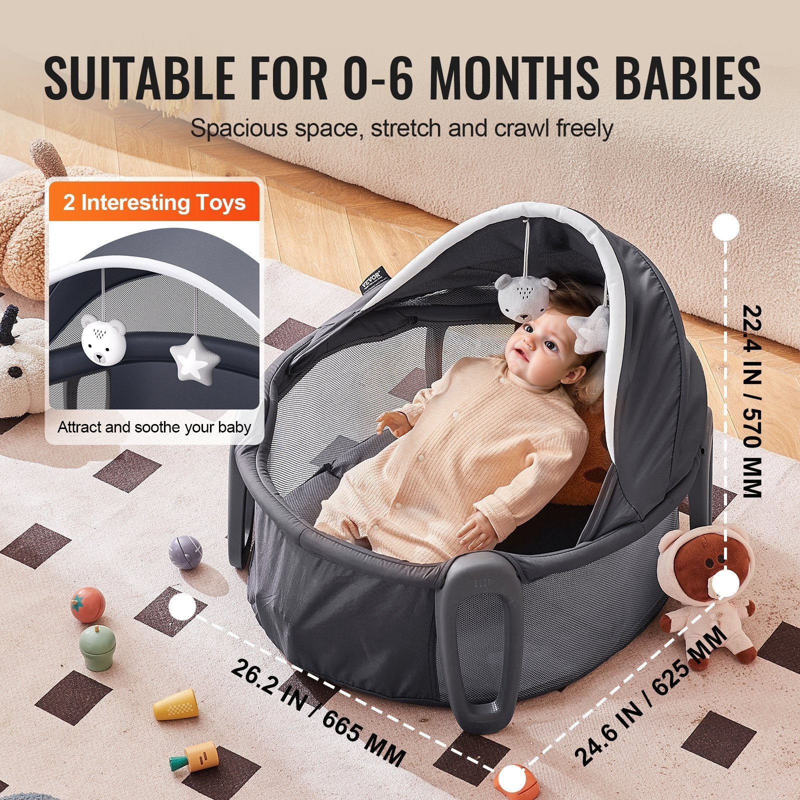 Portable Baby Bassinet – Folding Travel Dome by VEVOR