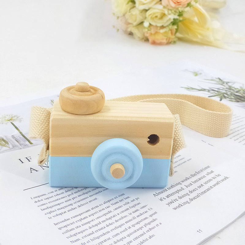 Wooden Camera Toy – Educational Gift for Kids & Babies Light blue