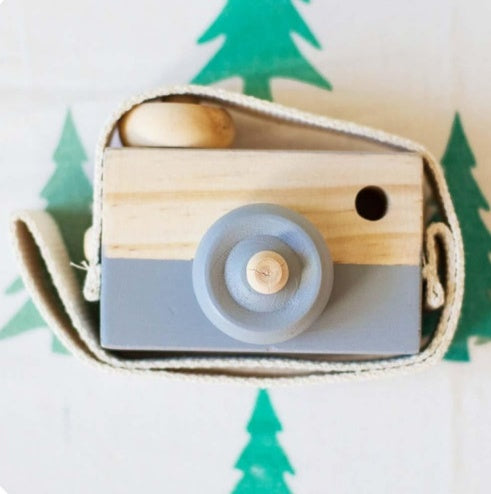 Wooden Camera Toy – Educational Gift for Kids & Babies Grey