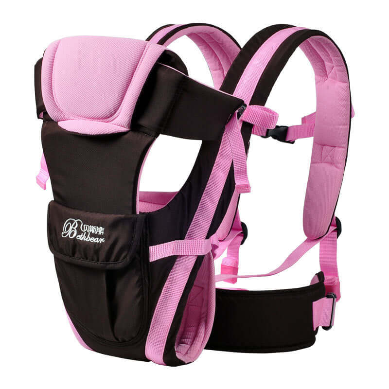 Double Shoulder Baby Carrier for Moms – Comfortable & Secure Pink