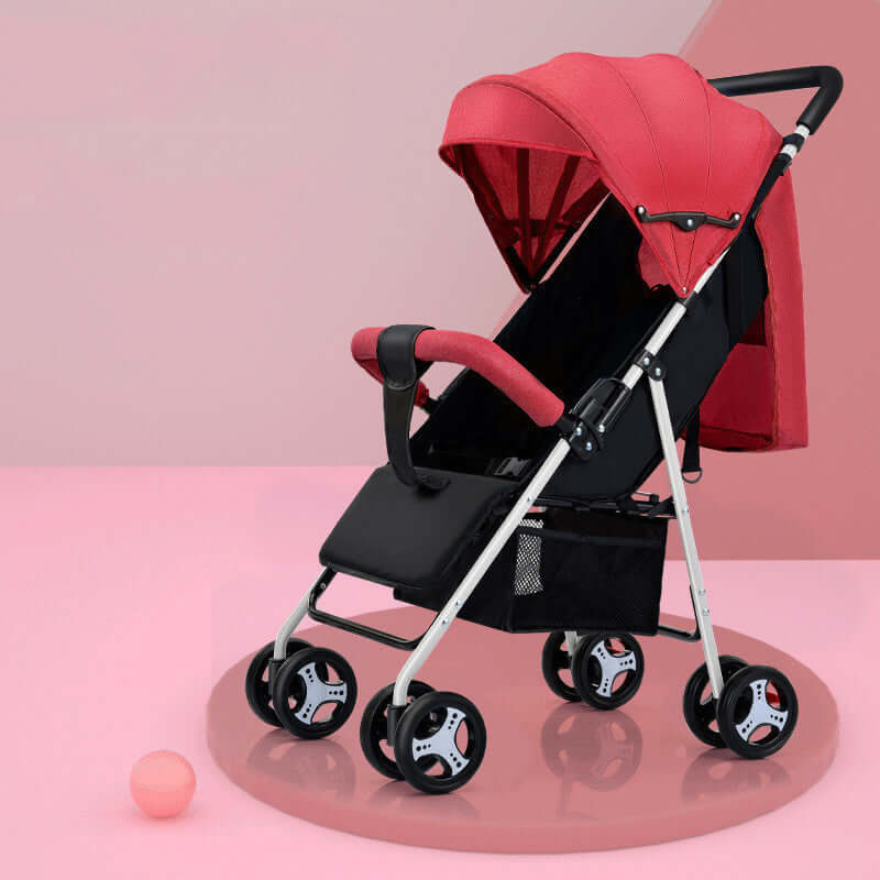 Lightweight Folding Baby Stroller Wine Red
