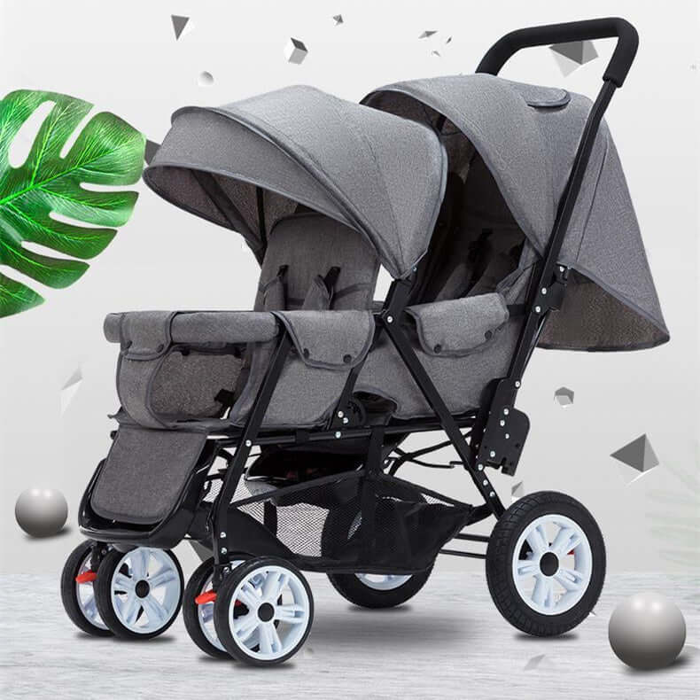 Double Baby Stroller – Lightweight Front & Rear Seat Design