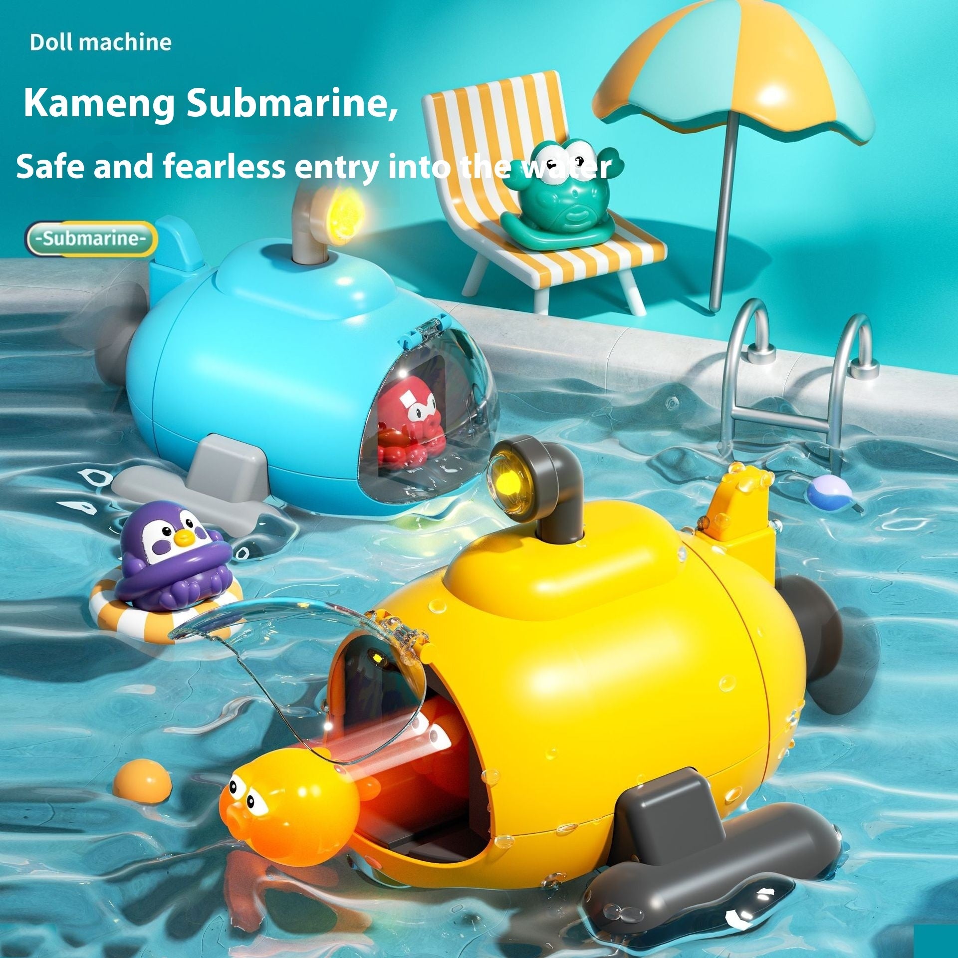 Submarine Bath Toys – Luminous Catapult Water Toy for Kids