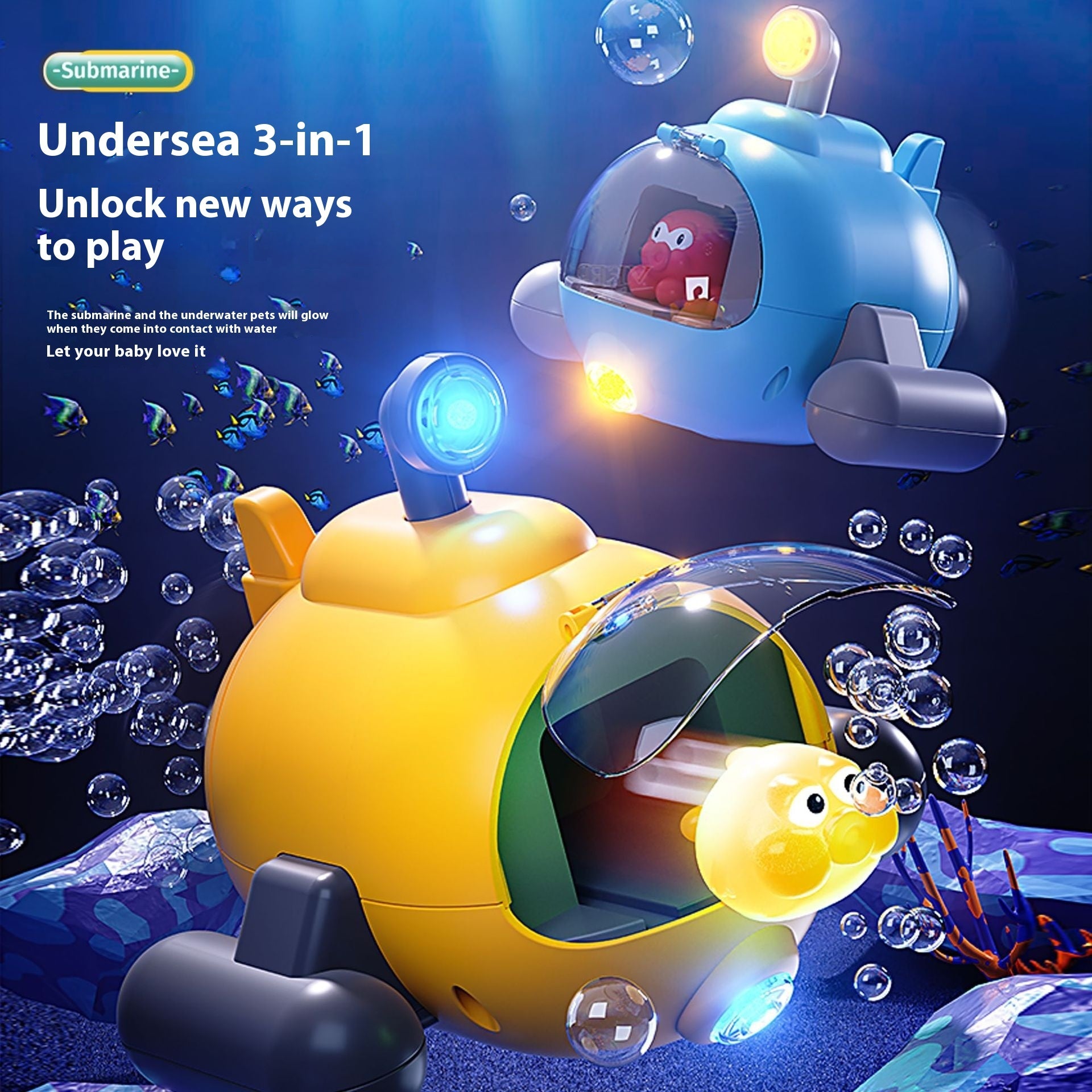 Submarine Bath Toys – Luminous Catapult Water Toy for Kids