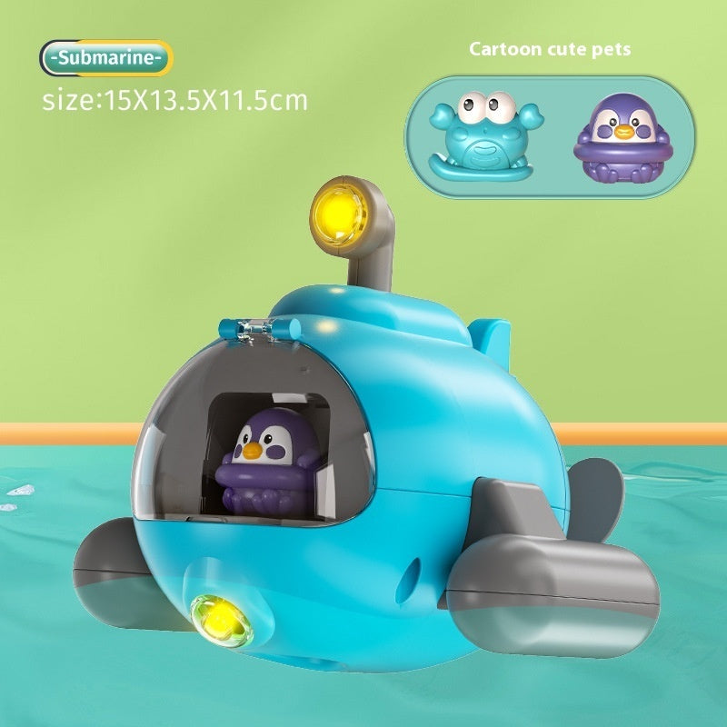 Submarine Bath Toys – Luminous Catapult Water Toy for Kids Blue