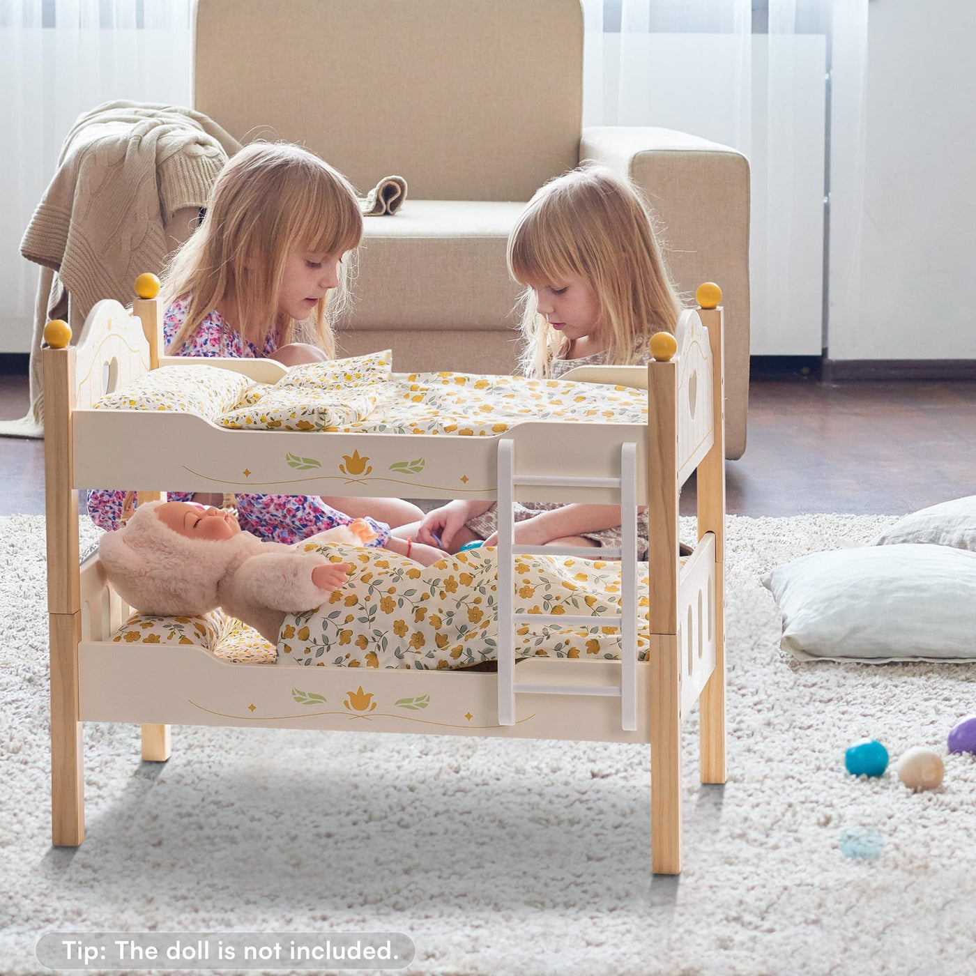Doll Bunk Beds – Wooden Cradle for 18 Inch Dolls by ROBOTIME