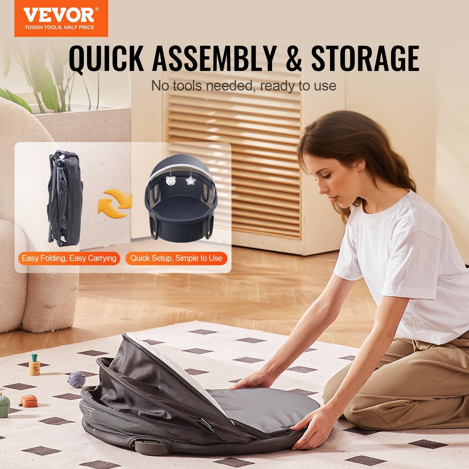 Portable Baby Bassinet – Folding Travel Dome by VEVOR