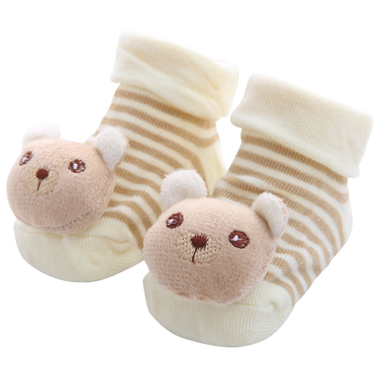 Non-Slip Baby Socks – Cotton Cartoon Floor Socks Beige One size