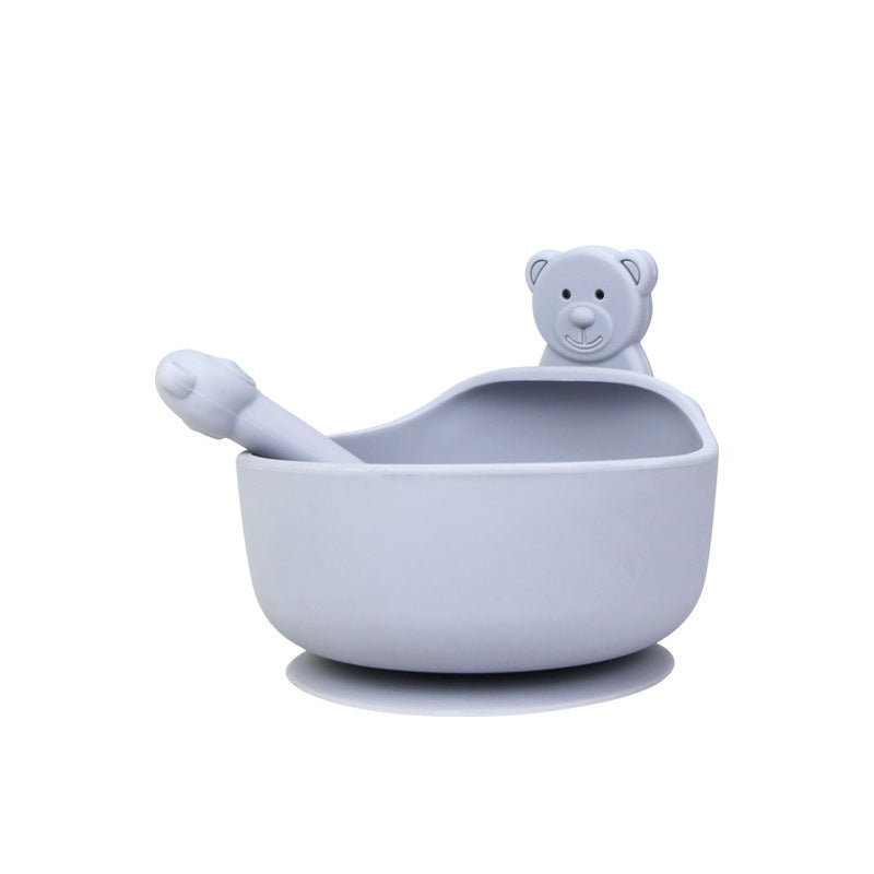 Baby Silicone Bowl – Food Grade Bowl & Spoon Set (3pcs) Grey