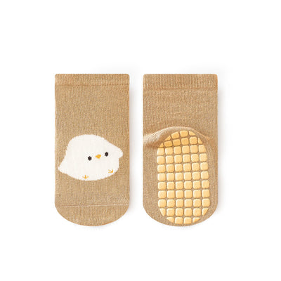 Baby Non-Slip Socks – Soft Cotton Indoor Grip Socks Khaki Chick