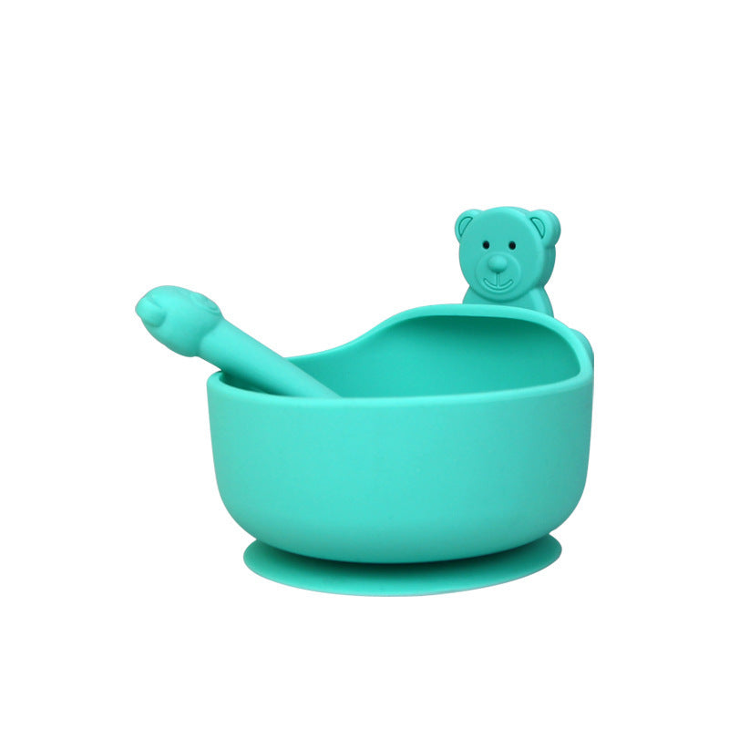 Baby Silicone Bowl – Food Grade Bowl & Spoon Set (3pcs) Green