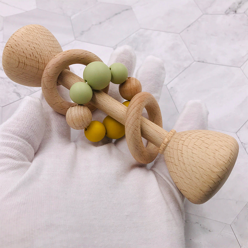 Wooden Baby Teething Toy – Beech Wood Rattles for Infants