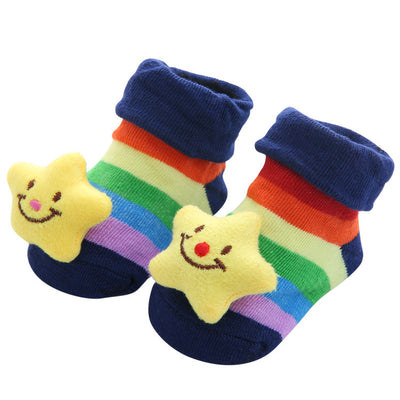 Non-Slip Baby Socks – Cotton Cartoon Floor Socks Rainbow One size