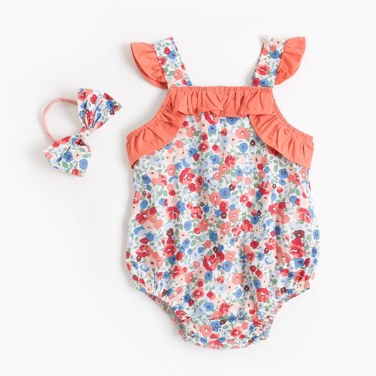 Baby Cotton Floral Bodysuit – Casual Fashion Wear White