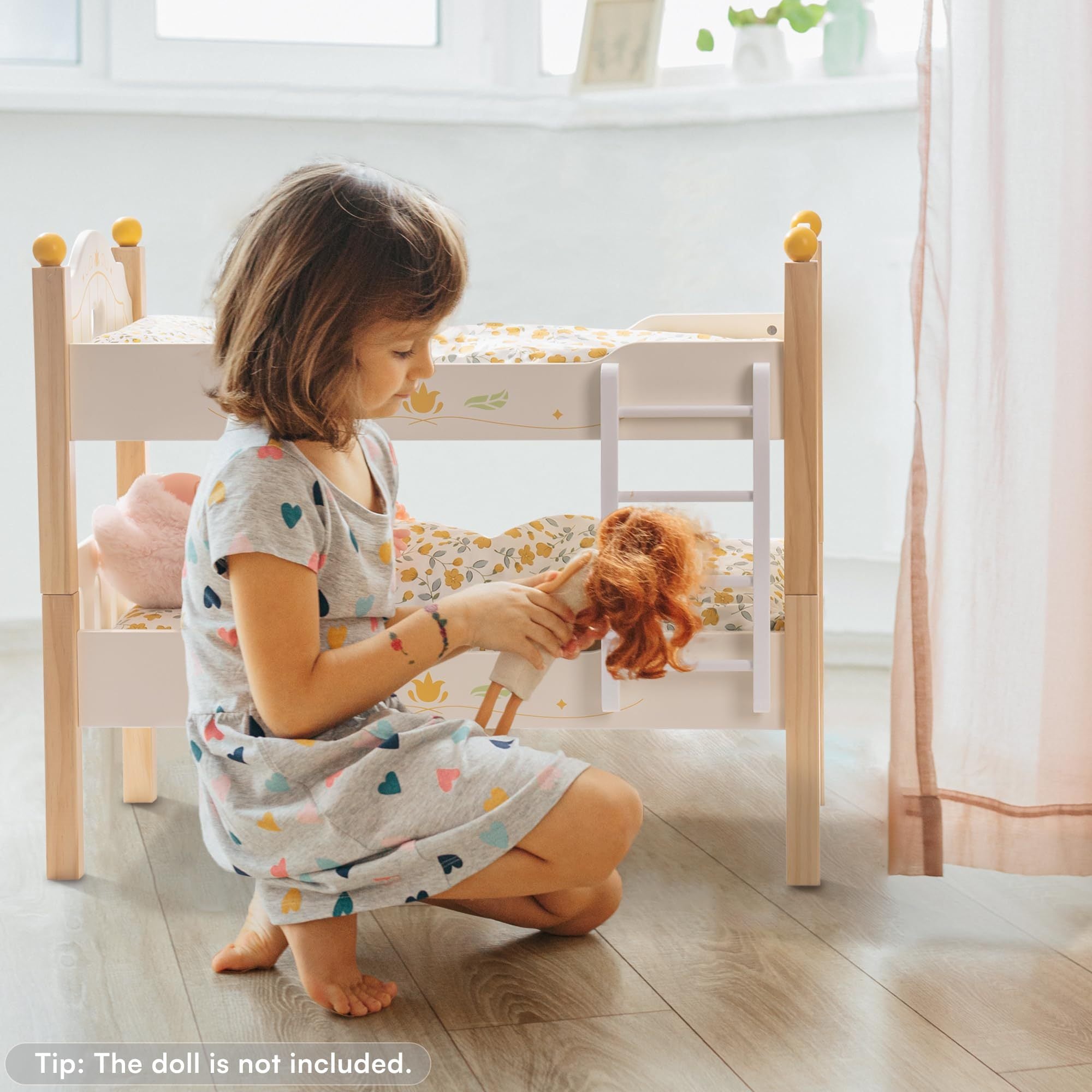Doll Bunk Beds – Wooden Cradle for 18 Inch Dolls by ROBOTIME