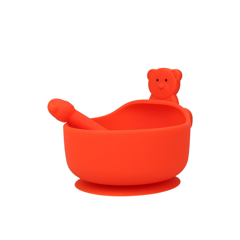 Baby Silicone Bowl – Food Grade Bowl & Spoon Set (3pcs) Orange