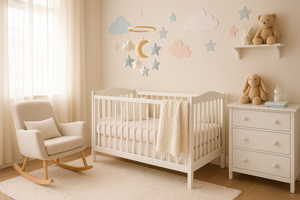 genrate an image for this collection "Baby Nursery & Bedding Essentials – Cribs, Blankets & Decor